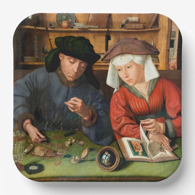 Quentin Matsys - The Moneylender and His Wife Paper Plates (Front)