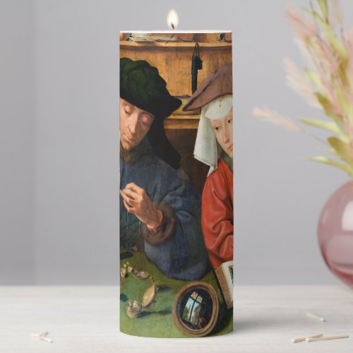 Quentin Matsys _ The Moneylender and His Wife Pillar Candle