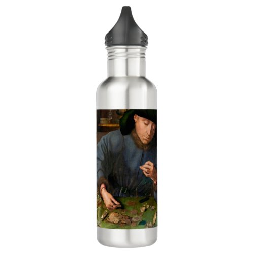 Quentin Matsys _ The Moneylender and His Wife Stainless Steel Water Bottle