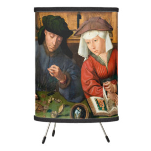 Quentin Matsys - The Moneylender and His Wife Tripod Lamp