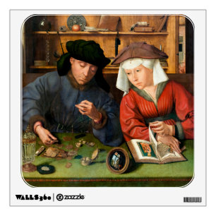 Quentin Matsys - The Moneylender and His Wife Wall Decal
