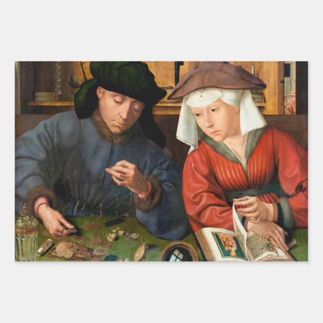 Quentin Matsys - The Moneylender and His Wife Wrapping Paper Sheets (Front)