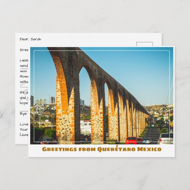 Querétaro Mexico Aqueduct Postcard (Front/Back)