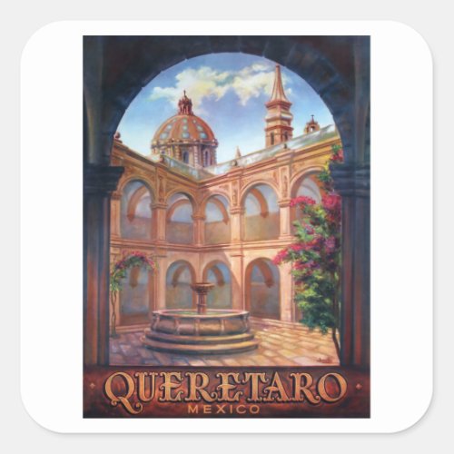 Queretaro _ Mexico _ Vintage Travel Square Sticker
