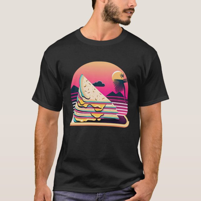 Quesadillas Synthwave 80s Retrowave Aesthetic T-Shirt (Front)
