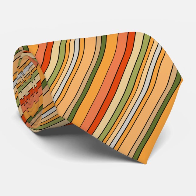 Queso Dip Stripes Orange Red White Green  Neck Tie (Rolled)