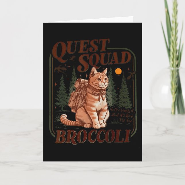 Quest Fantasy Squad Broccoli Funny Cat  Card (Front)