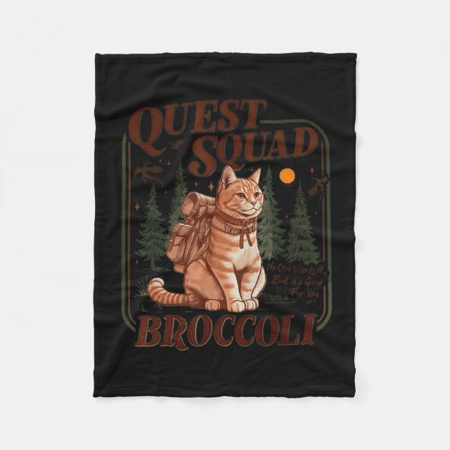 Quest Fantasy Squad Broccoli Funny Cat  Fleece Blanket (Front)