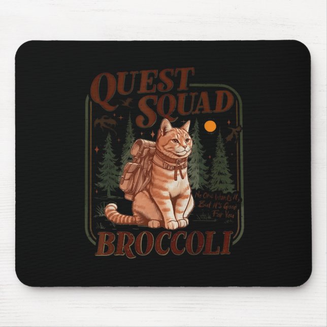 Quest Fantasy Squad Broccoli Funny Cat  Mouse Pad (Front)