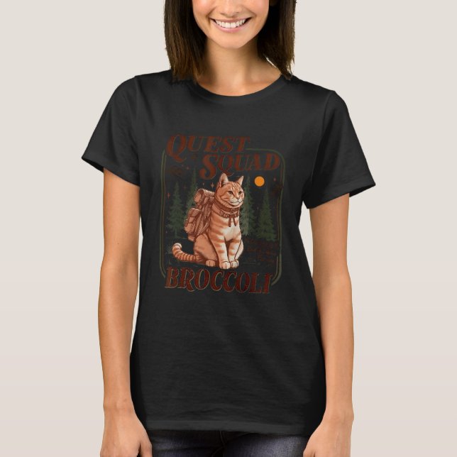 Quest Fantasy Squad Broccoli Funny Cat  T-Shirt (Front)