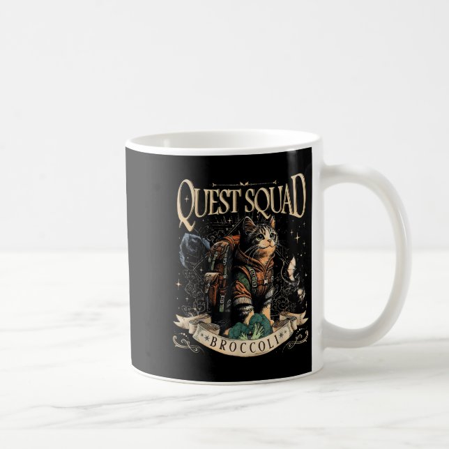 Quest Fantasy Squad Broccoli Kitten Funny Cat  Coffee Mug (Right)
