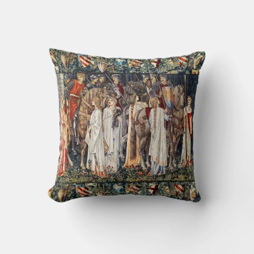 Quest for Holy Grail ArmingDeparture of Knights  Throw Pillow