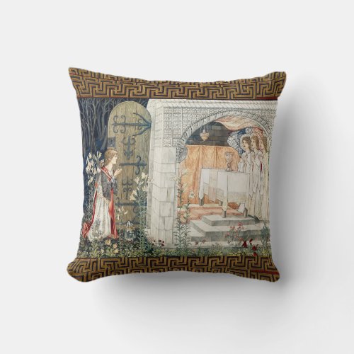 Quest for Holy GrailVision of Angels to Perceval  Throw Pillow