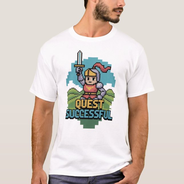 Quest Successful 8 Bit Motivation  T-Shirt (Front)