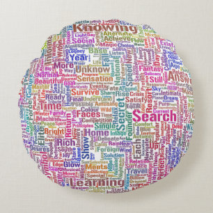 Question Apprendre Nuage MotssTexte Motif Message Round Pillow