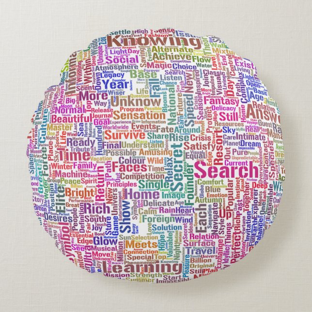 Question Apprendre Nuage MotssTexte Motif Message Round Pillow (Front)