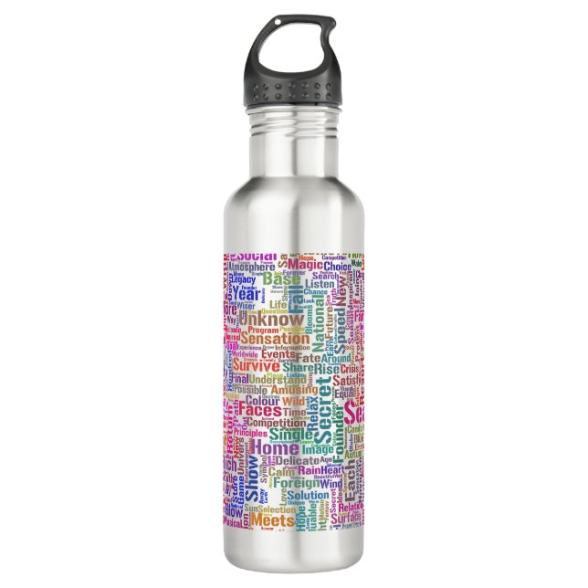 Question Apprendre Nuage MotssTexte Motif Message Stainless Steel Water Bottle (Front)