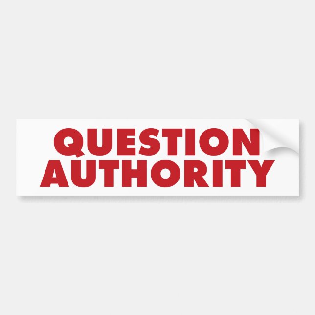 Question Authority - Red Bumper Sticker (Front)