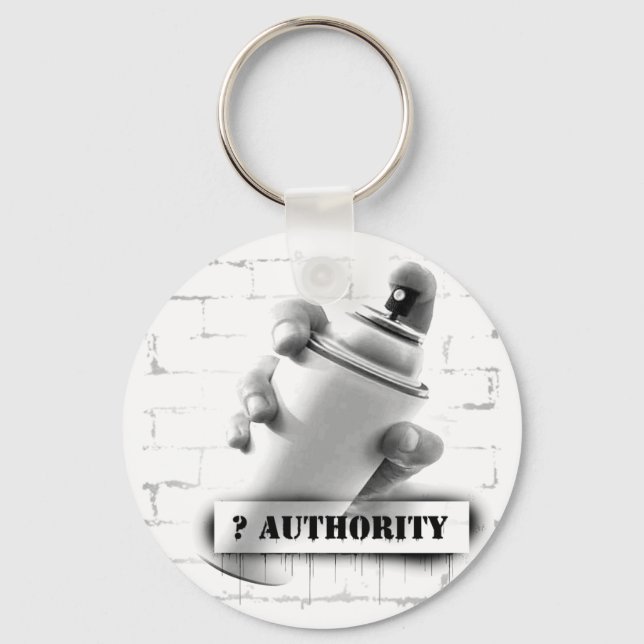 Question Authority - Spray Paint Can - Graffiti Keychain (Front)