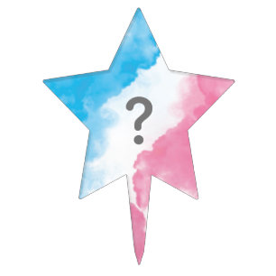 Question Mark Baby Gender Reveal Smoke Blue Pink Cake Topper