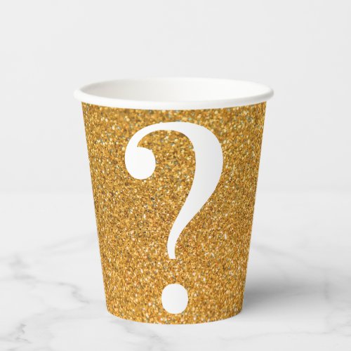 Question Mark Bachelorette Gold Glitter Paper Cups