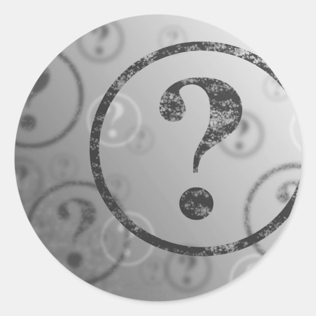 Question Mark Background BW Classic Round Sticker (Front)
