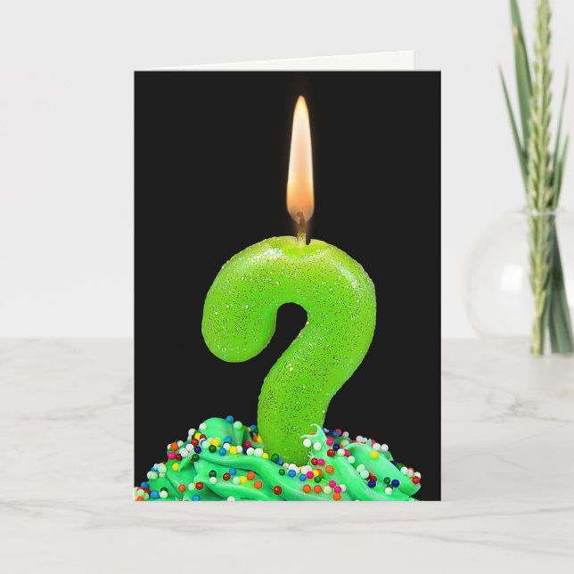 question mark birthday candle card (Front)