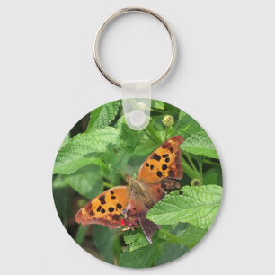 Question Mark Butterfly on Lantana Keychain