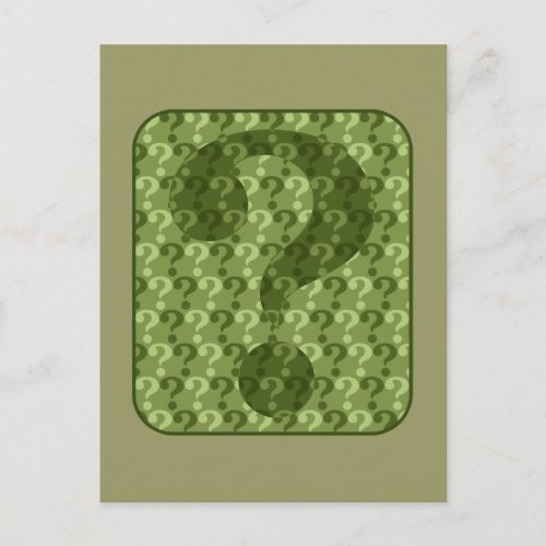 Question Mark Design in Green Postcard