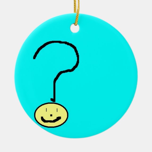 question mark emoji, digital art by kids :) ceramic ornament (Front)