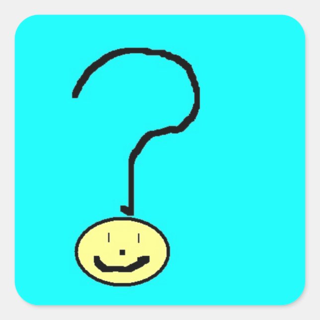 question mark emoji, digital art by kids :) square sticker (Front)