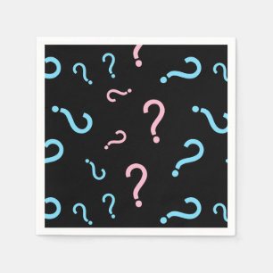 Question Mark Gender Reveal Black Napkins