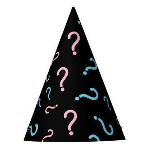 Question Mark Gender Reveal Black Party Hat