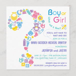 Question Mark Gender Reveal Party Invitation