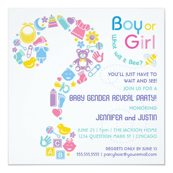 Question Mark Gender Reveal Party Invitation | Zazzle