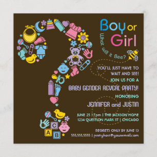 Question Mark Gender Reveal Party Invitation