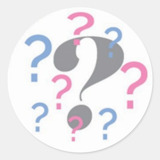 Question mark Gender Reveal Sticker Round | Zazzle.com