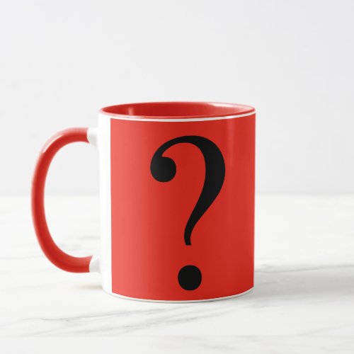 Question Mark Mystery Dare Red Black Mug