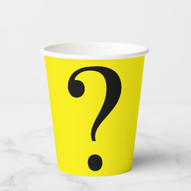 Question Mark Mystery Dare Yellow Black Paper Cups (Front)