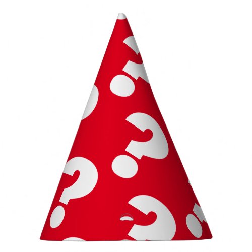 Question mark paper cone hats for surprise party
