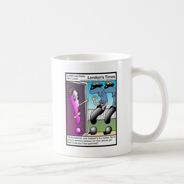 Question Police Funny Cartoon Gifts & Tees Coffee Mug (Right)