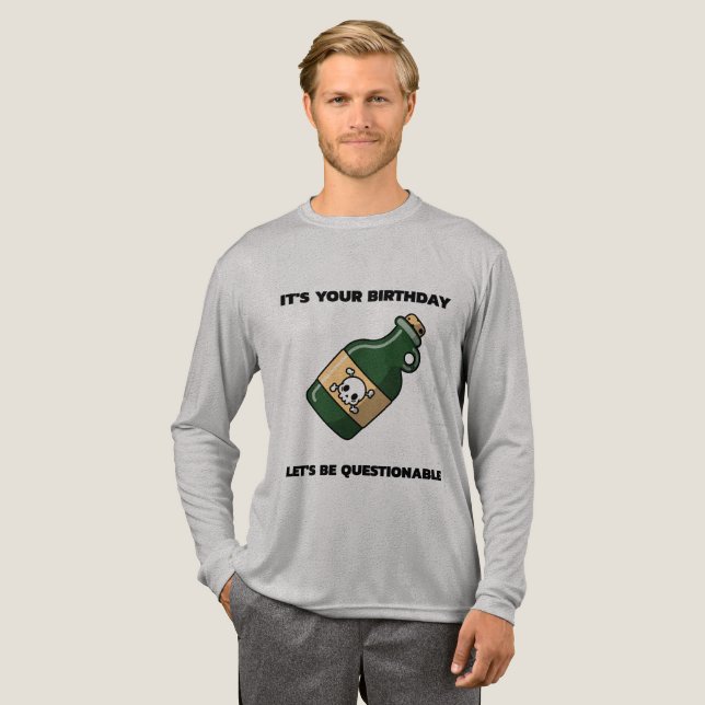 Questionable Birthday Vibes – Long Sleeve Edition Tri-Blend Shirt (Full Front)