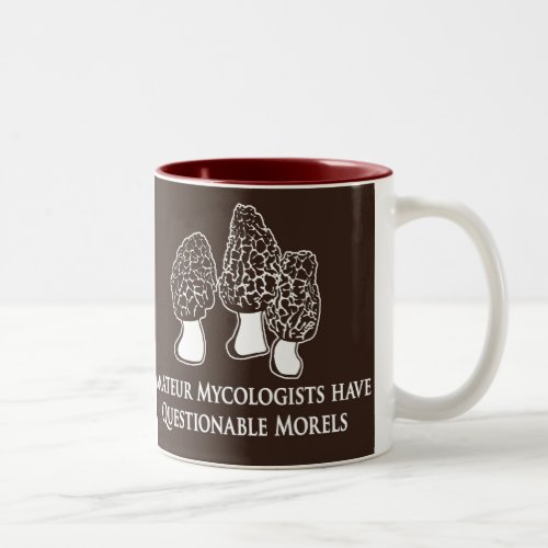 questionable morels pun design Two_Tone coffee mug