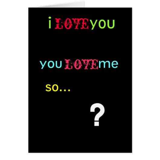 questionmark, i you, love, you ... cards (Front)