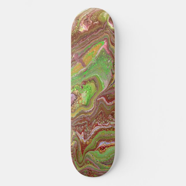 Questions 1 Wild Green Maroon Skateboard Deck (Front)