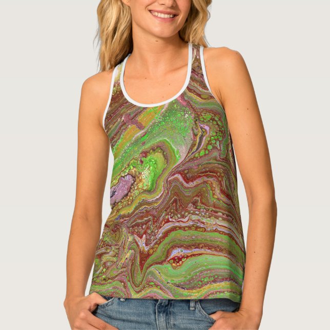 Questions 1 Wild Green Maroon Tank Top (Front)
