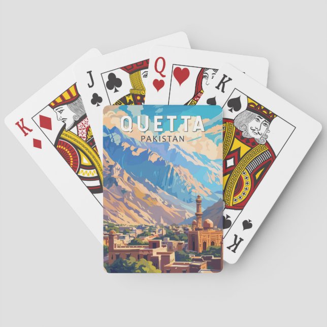 Quetta Pakistan Travel Art Vintage Poker Cards (Back)