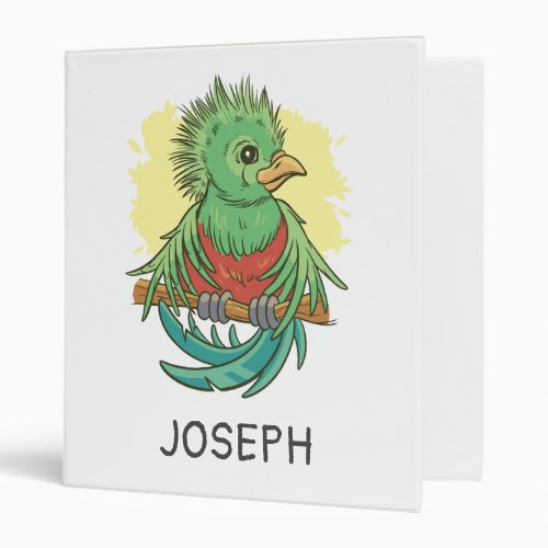 Quetzal bird animal cartoon design 3 ring binder