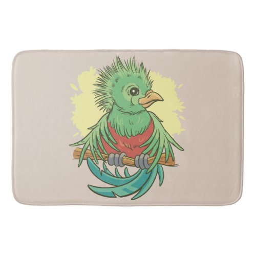 Quetzal bird animal cartoon design bath mat