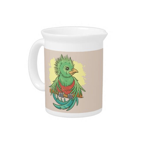 Quetzal bird animal cartoon design beverage pitcher